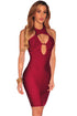Sexy Red Cut out Bust Racer Back Bandage Dress